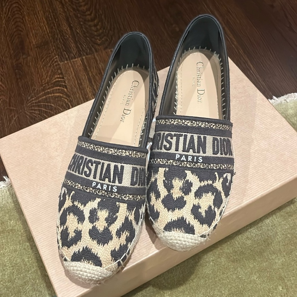 Dior Leopard Espadrilles size 38.5 Excellent condition